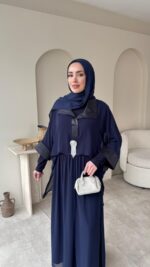 Fresh Broşlu Şifon Takım - Lacivert - Görsel 4