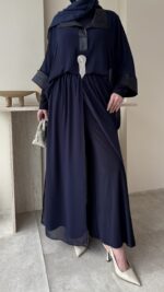 Fresh Broşlu Şifon Takım - Lacivert - Görsel 5