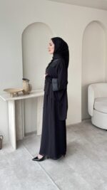 Fresh Broşlu Şifon Takım - Siyah - Görsel 4