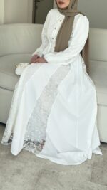 Loom Çiçek Desen Elbise - Beyaz - Görsel 9