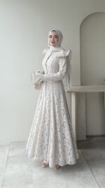 Madrid Volanlı Elbise - Krem - Görsel 4