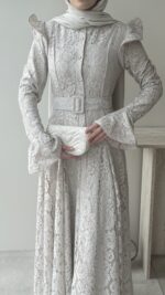 Madrid Volanlı Elbise - Krem - Görsel 9