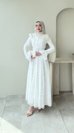 Madrid Volanlı Elbise - Beyaz