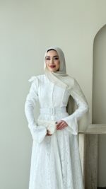 Madrid Volanlı Elbise - Beyaz - Görsel 5