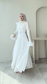 Madrid Volanlı Elbise - Beyaz - Görsel 6