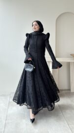 Madrid Volanlı Elbise - Siyah - Görsel 7