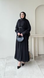 Real Taşlı Elbise - Siyah