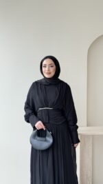 Real Taşlı Elbise - Siyah - Görsel 4