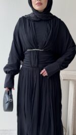 Real Taşlı Elbise - Siyah - Görsel 7