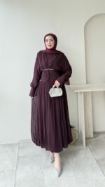 Real Taşlı Elbise - Bordo