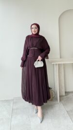 Real Taşlı Elbise - Bordo