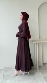 Real Taşlı Elbise - Bordo - Görsel 2