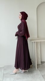 Real Taşlı Elbise - Bordo - Görsel 2
