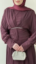 Real Taşlı Elbise - Bordo - Görsel 5