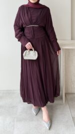 Real Taşlı Elbise - Bordo - Görsel 6