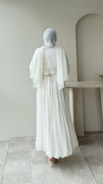 Real Taşlı Elbise - Beyaz - Görsel 3