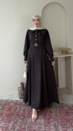 Flora Tensel Elbise - Kahverengi