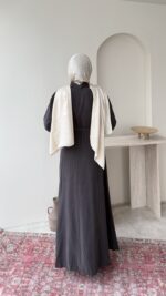 Flora Tensel Elbise - Kahverengi - Görsel 3