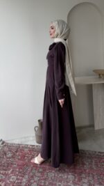 Flora Tensel Elbise - Bordo - Görsel 2