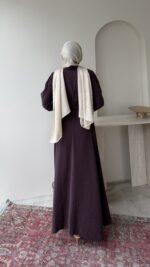 Flora Tensel Elbise - Bordo - Görsel 3