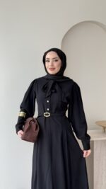 Flora Tensel Elbise - Siyah - Görsel 4