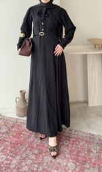 Flora Tensel Elbise - Siyah - Görsel 6