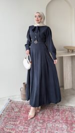 Flora Tensel Elbise - Lacivert