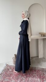 Flora Tensel Elbise - Lacivert - Görsel 2