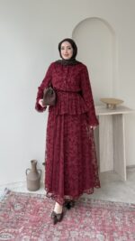 Flow Dantel Takım - Bordo