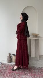 Flow Dantel Takım - Bordo - Görsel 2