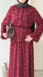 Flow Dantel Takım - Bordo - Görsel 5