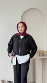 Mia Çilek Kumaş Takım - Siyah - Görsel 4