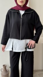 Mia Çilek Kumaş Takım - Siyah - Görsel 5