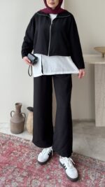 Mia Çilek Kumaş Takım - Siyah - Görsel 6