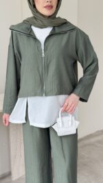 Mia Çilek Kumaş Takım - Yeşil - Görsel 5