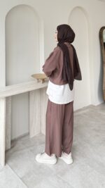 Mia Çilek Kumaş Takım - Kahverengi - Görsel 2