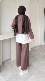 Mia Çilek Kumaş Takım - Kahverengi - Görsel 3