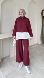 Mia Çilek Kumaş Takım - Bordo