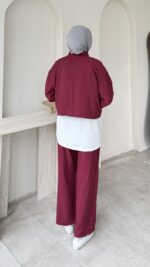 Mia Çilek Kumaş Takım - Bordo - Görsel 3