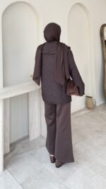 Lara Üçgen Desen Ceket - Kahverengi - Görsel 3