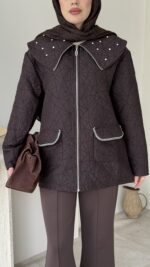 Lara Üçgen Desen Ceket - Kahverengi - Görsel 5