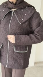 Lara Üçgen Desen Ceket - Kahverengi - Görsel 6