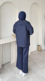 Lara Çiçek Desen Ceket - Lacivert - Görsel 3