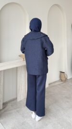 Lara Çiçek Desen Ceket - Lacivert - Görsel 3