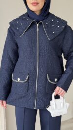 Lara Çiçek Desen Ceket - Lacivert - Görsel 5