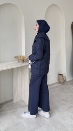 Lara Geometrik Desen Ceket - Lacivert - Görsel 2