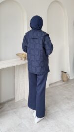 Lara Geometrik Desen Ceket - Lacivert - Görsel 3