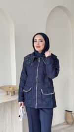 Lara Geometrik Desen Ceket - Lacivert - Görsel 4