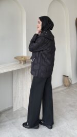 Lara Geometrik Desen Ceket - Siyah - Görsel 2