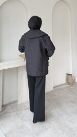 Lara Üçgen Desen Ceket - Siyah - Görsel 3